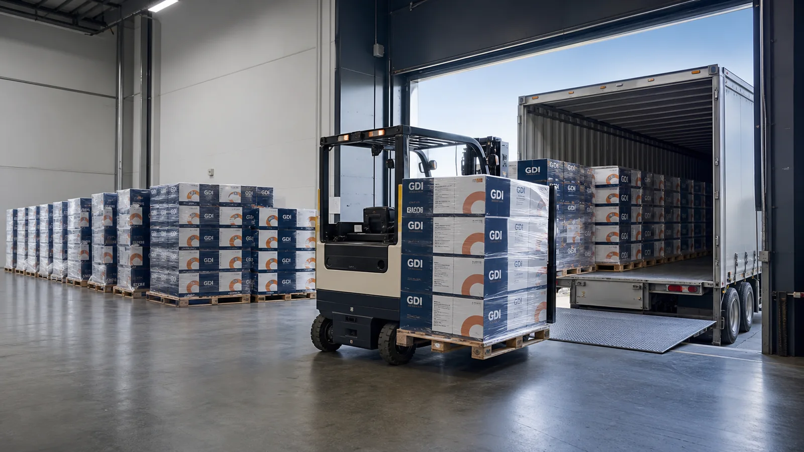 GDI glove pallets being loaded into a truck